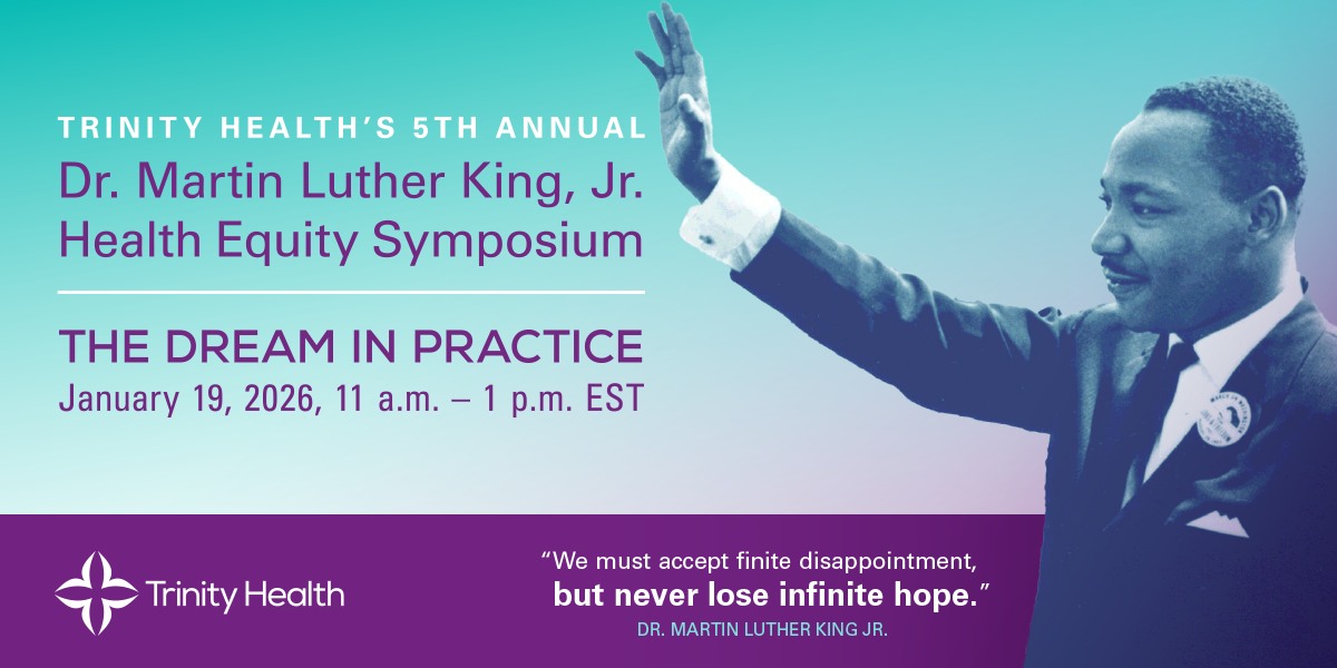 PghMercy's tweet image. Don't miss out in joining us for our 5th annual Dr. Martin Luther King Jr. Health Equity Symposium! Register today! 
📅 Monday, January 19 | 🕚 11 a.m. – 1 p.m. ET | 📍 Virtual Event 
👉 Register now! trinity-health.org/our-impact/the…