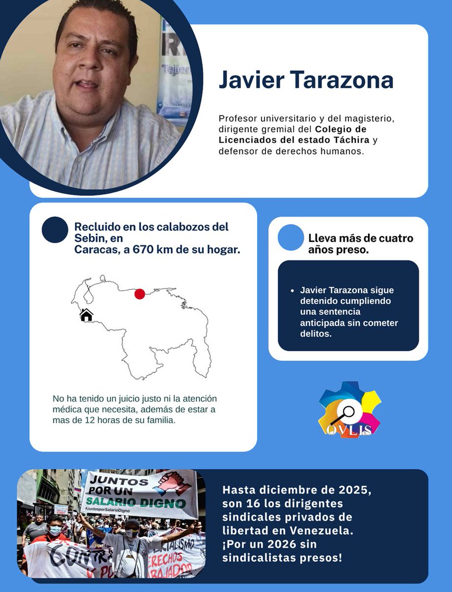 Un destacado defensor de derechos humanos preso sin juicio por años
#liberenalospresossindicales
@iloactrav <a href="/RafaelFreireCSA/">Rafael Freire Neto</a> <a href="/luc_triangle/">Luc Triangle</a>
<a href="/TarekWiliamSaab/">Tarek William Saab</a> <a href="/delcyrodriguezv/">Delcy Rodríguez</a> <a href="/oliverroepke/">Oliver Röpke</a>