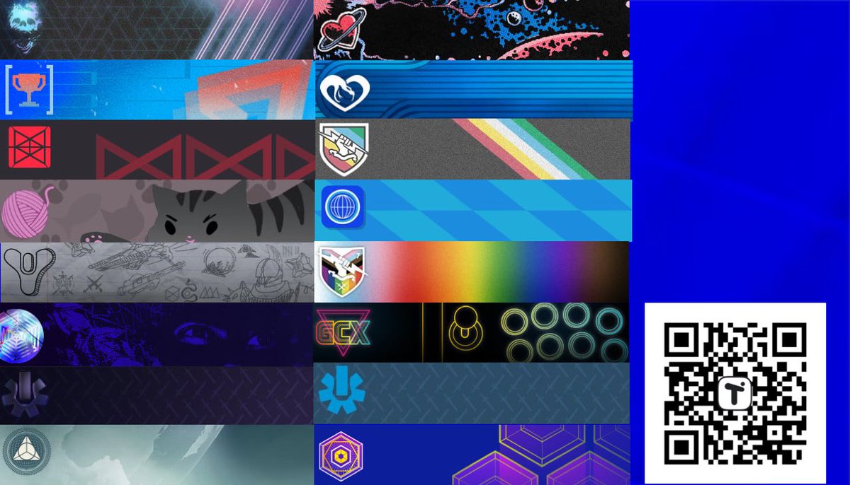 I’m halfway to my goal of $500 raised for <a href="/BungieLove/">Bungie Foundation</a> and these are some of the many emblems I have for the taking tilt.fyi/afmAVteRdx #Game2Give2026 #Game2Give #Destiny2 #emblems