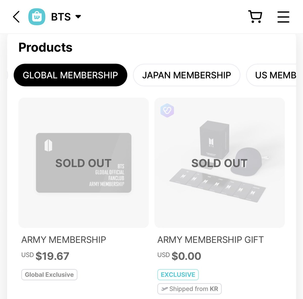 _BTSMoments_'s tweet image. [📰 𝐍𝐄𝐖𝐒] 

Global ARMY Membership is now SOLD OUT on Weverse, You can't buy it anymore..

- Japan &amp;amp; US membership is still available. You can still buy it..