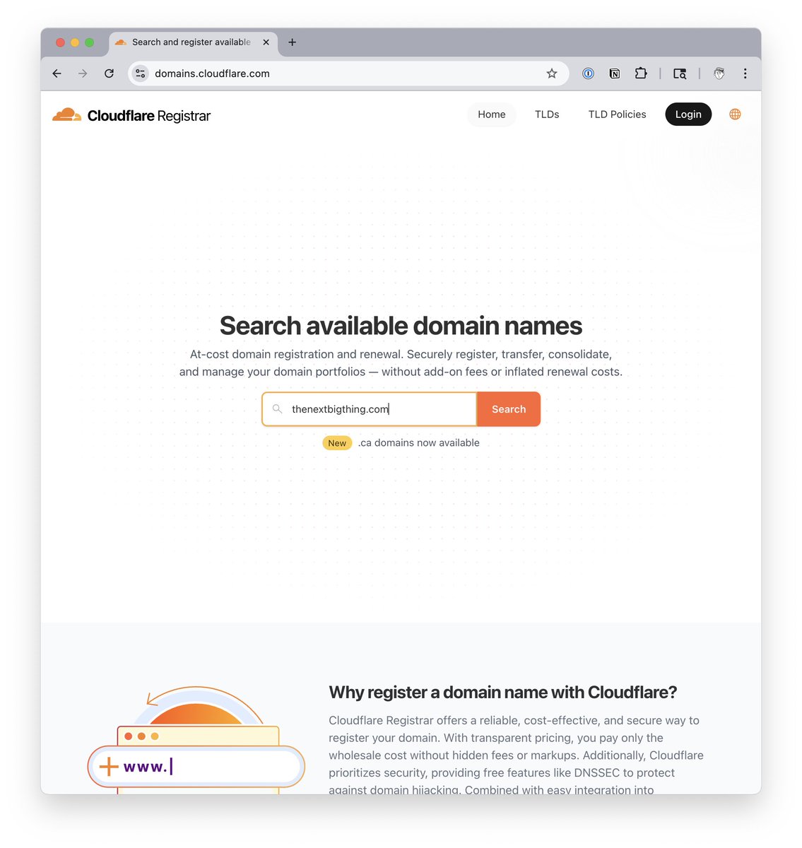 another long weekend, another domain for a side project: domains.cloudflare.com