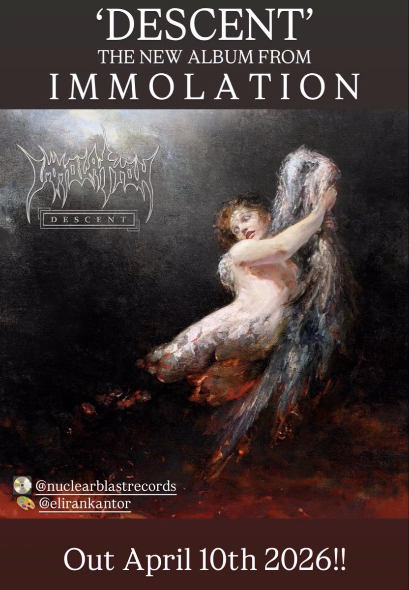 Immolation's tweet image. New album ‘DESCENT’ out April 10th 2026!!! Pre-Order🔥Listen🔥Watch🔥Explore …. At link below:

immolation.info

@nbeurope @nuclearblastusa 
@EliranKantor