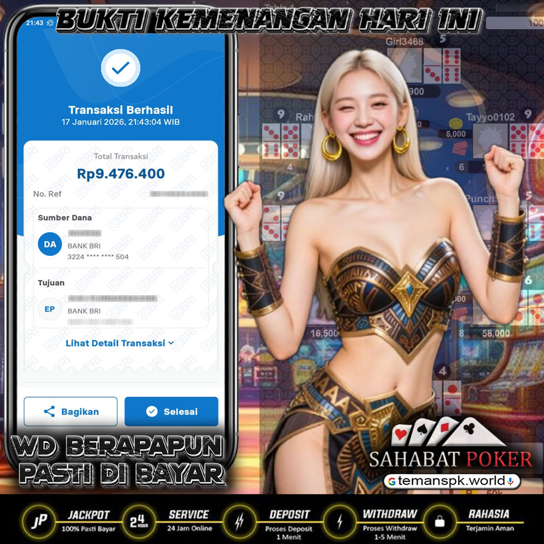 🚀Terbang Tinggi bersama SahabatPoker🚀
🀄Gaskan coba bermain sekarang juga🀄
🏧Jemput kemenangan Besar anda🏧

Contact us :
*Link daftar : heylink.me/Temanspk

SahabatPoker : Agen Domino99, Poker, BandarQ &amp; Slot Online Terpercaya