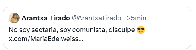 juance's tweet image. Ejercicio #1. Comprensión lectora.
Lea la frase y cámbiela por un sinónimo de la lista:
"No soy sectaria, soy (______), disculpe 😎"
a. nazi.
b. nazi.
c. nazi.
d. nazi.
