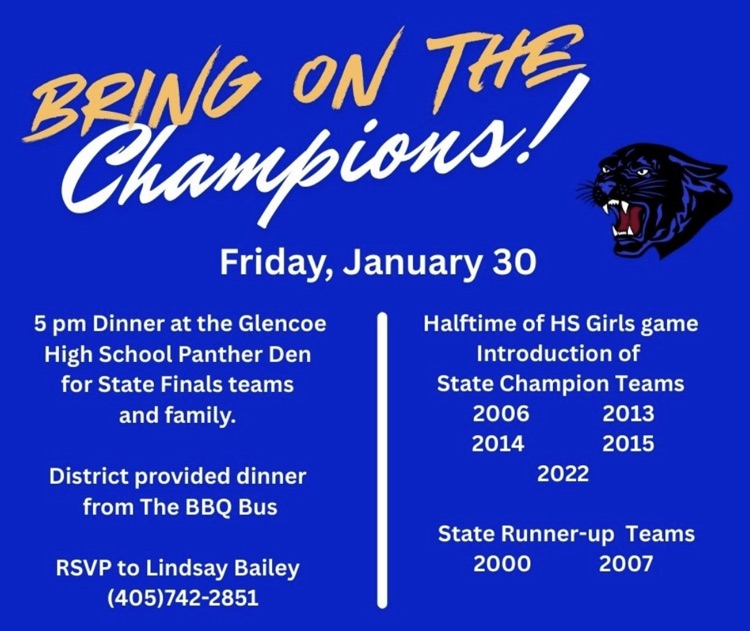 Join us January 30th to welcome back our previous State Finals teams! Celebrate with us and watch some great basketball.