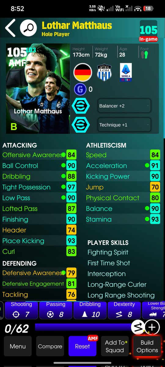 __ritik__07's tweet photo. MATTHÄUS Progression 🚨🔥

This is the most balanced build I could try ⚖️

If you want more speed or offensive ⚡⚔️
I’d suggest reducing his passing 📉

But for AMF role 🎯, this progression works best https://t.co/nWsPjQSxP7