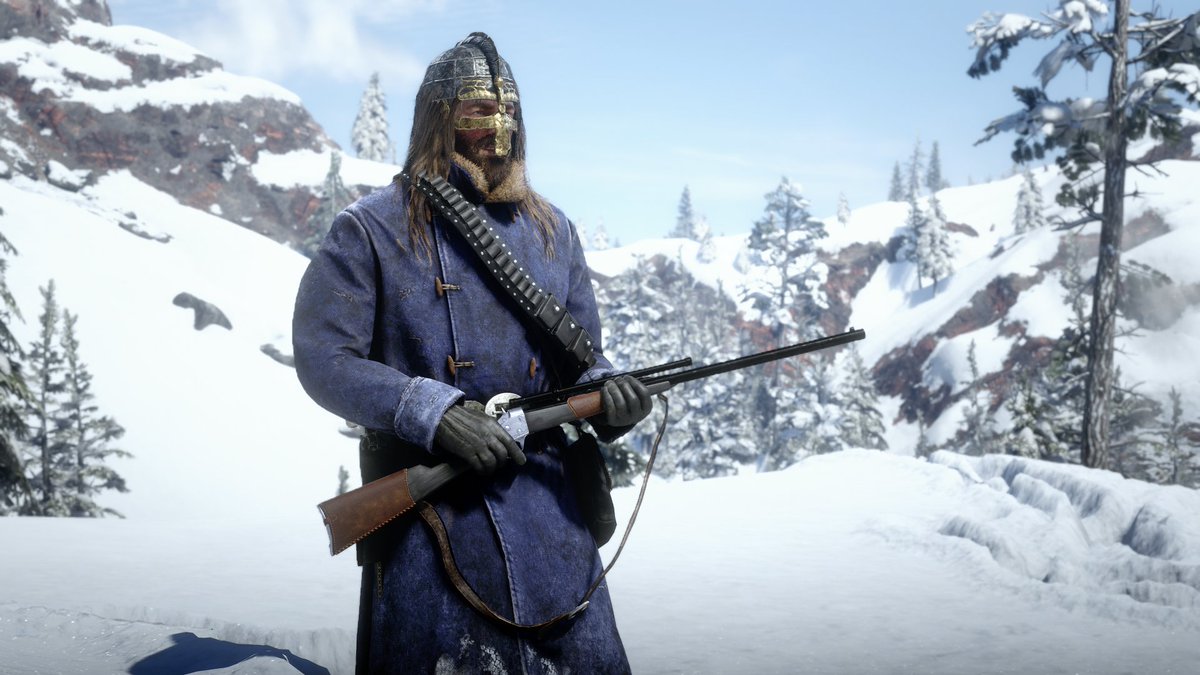 TheGraffitiSoul's tweet image. Found the viking helmet in RDR2 and tried to recreate Jakub Rozalski's 1920 - Nordic Hunter