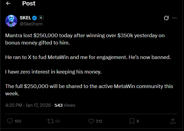 Correct, I lost 289k from Peek. Note I was down prior to the session yesterday.

Besides the point, I like that you’re giving the funds away. I hope you increase the withdrawal limit for winners among VIP individuals in due course. Doesn't fix your mistake and tactics if you just
