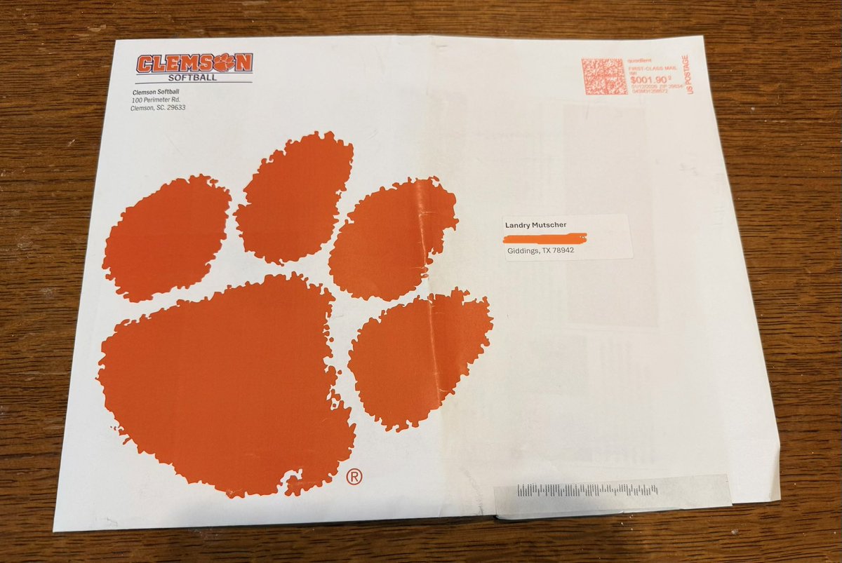 Thank you <a href="/clemsonsoftball/">Clemson Softball 🥎</a> for the mail!🧡🥎 <a href="/rittmanjohn/">John Rittman</a> <a href="/KatieRepole/">Katie “Crash” Repole</a> <a href="/Coach_Wigs/">Ryan Wieligman</a>