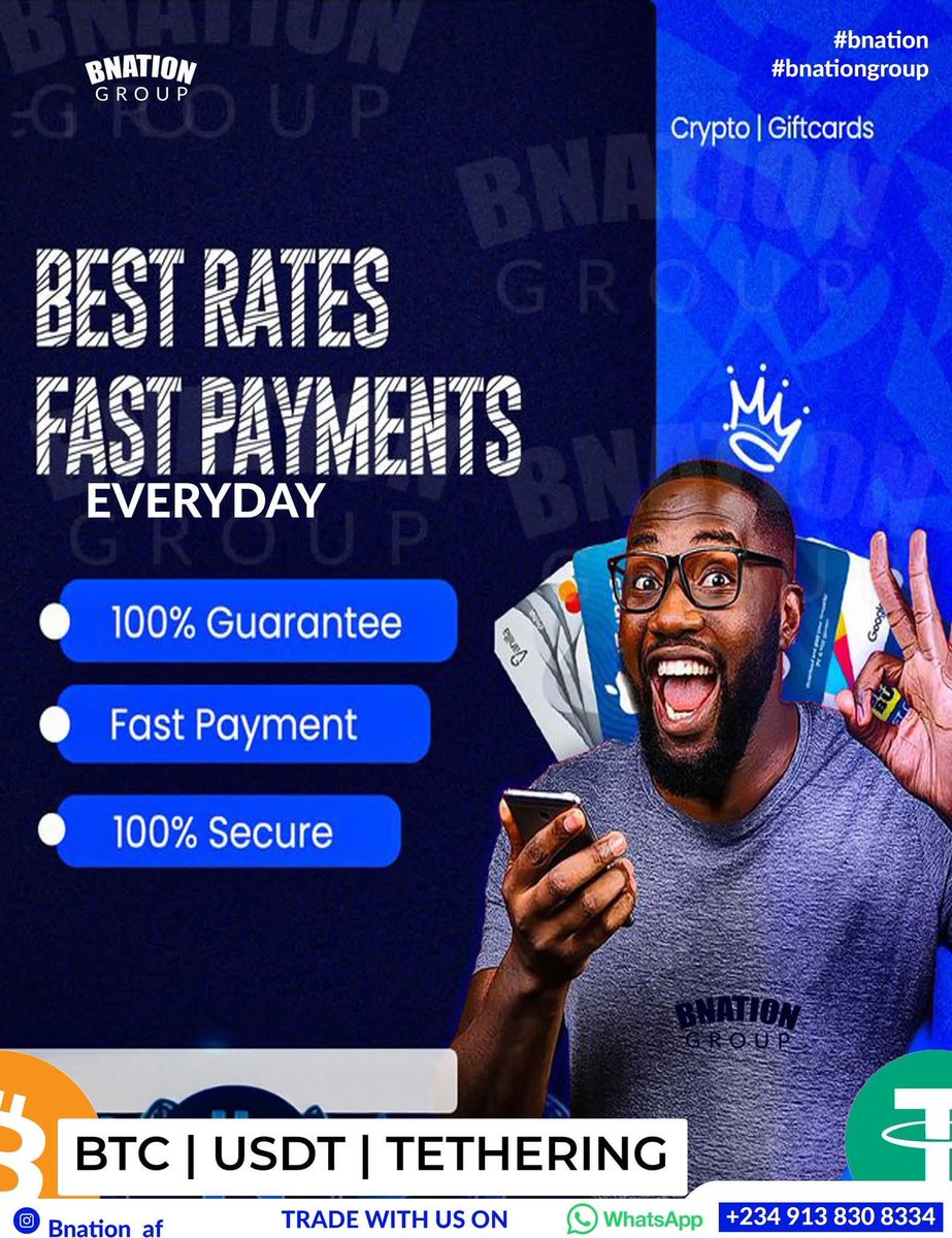 Turn crypto into cash, anytime. Bnation Group makes it seamless. You sell  fast, We pay faster, trade with the best team. WhatsApp 0913 830 8334  #bnationgroup #cryptocurrency #giftcards #USDT