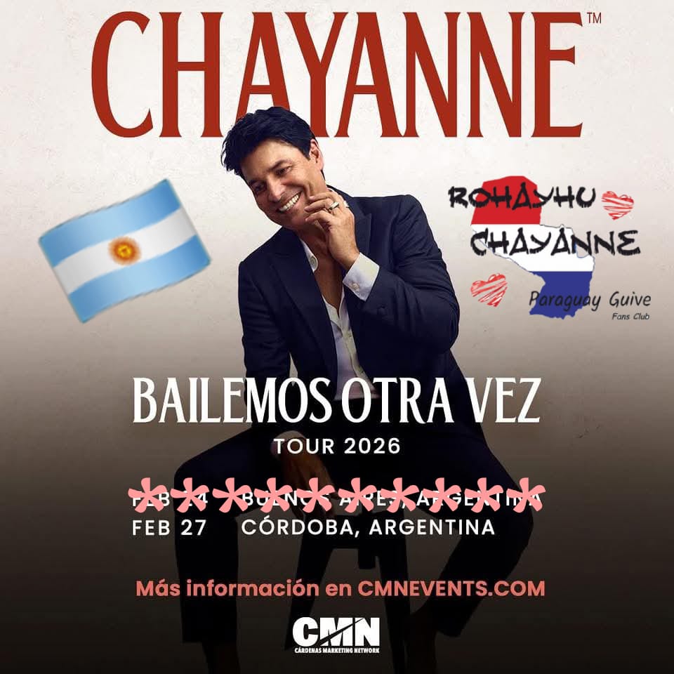 RohayhuChayanne's tweet photo. @CHAYANNEMUSIC #AprobadoPorChayanne nos vamos a 🇦🇷🇺🇾 para verte desde Paraguay 🇵🇾🎉 https://t.co/b7P6QbYY9B