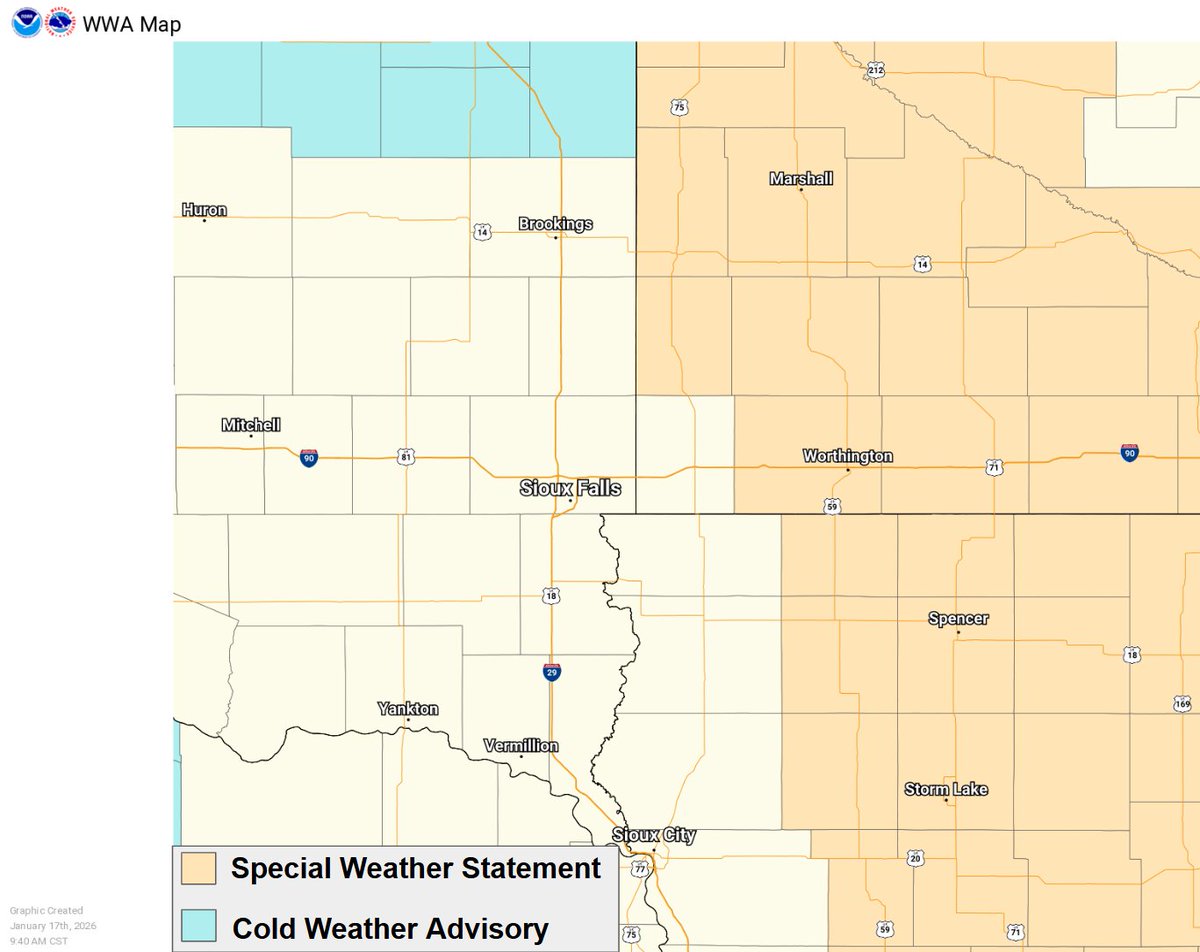 NWSSiouxFalls's tweet photo. Due to continued visibility concerns in falling/blowing snow, we have issued a Special Weather Statement for parts of southwest Minnesota and northwest Iowa through the early afternoon. https://t.co/DFVPbOc7u1