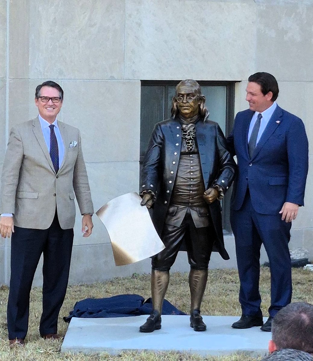 Benjamin Franklin was born #OTD in 1706, and Franklin County, Florida, was named in his honor in 1832. To celebrate America’s 250th anniversary and to commemorate this Founding Father, <a href="/GovRonDeSantis/">Ron DeSantis</a> and Secretary of State <a href="/CordByrd/">Cord Byrd</a> unveiled a statue of Dr. Franklin at the