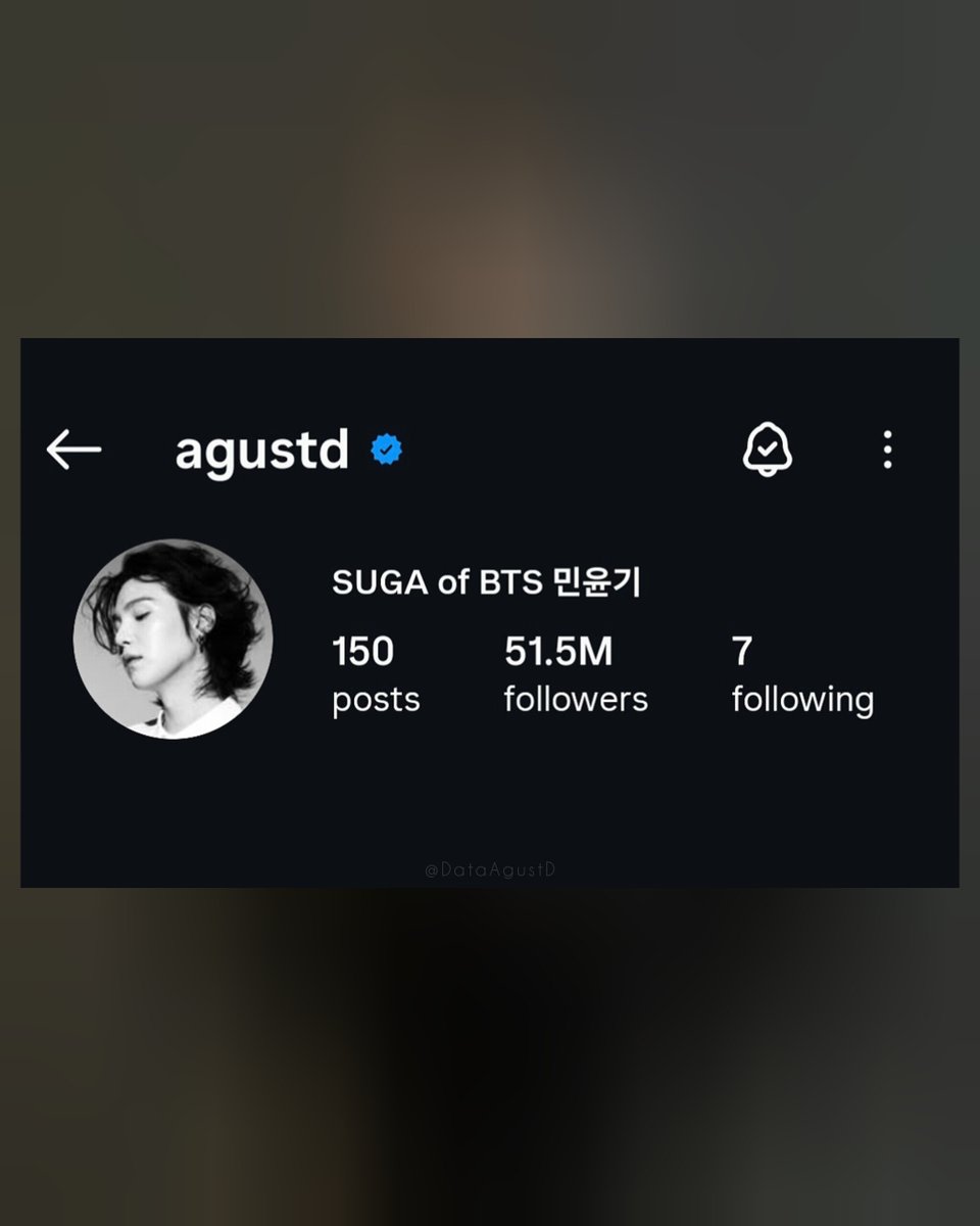 DataAgustD's tweet image. #SUGA (@/agustd) has surpassed 51.5 MILLION followers on Instagram! 🔥

🖇 instagram.com/agustd?igsh=MW…

#SUGA #AgustD #BTSSUGA #슈가