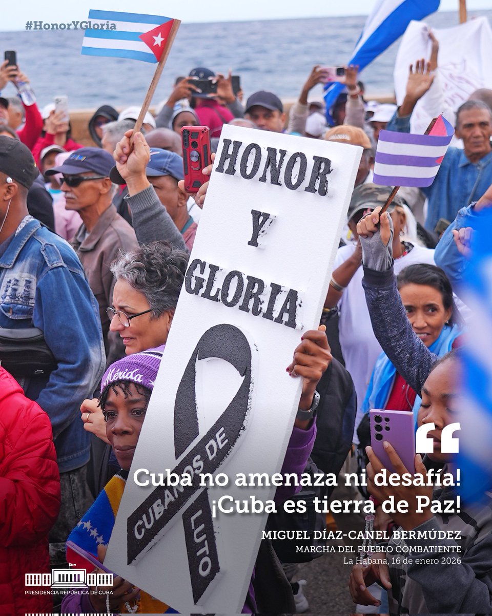 🇨🇺| Presidente <a href="/DiazCanelB/">Miguel Díaz-Canel Bermúdez</a>"

"#Cuba no amenaza ni desafía!  ¡Cuba es tierra de Paz!"

#HonorYGloria ❤️

📎| youtu.be/zmIrwLWRo-o?si…