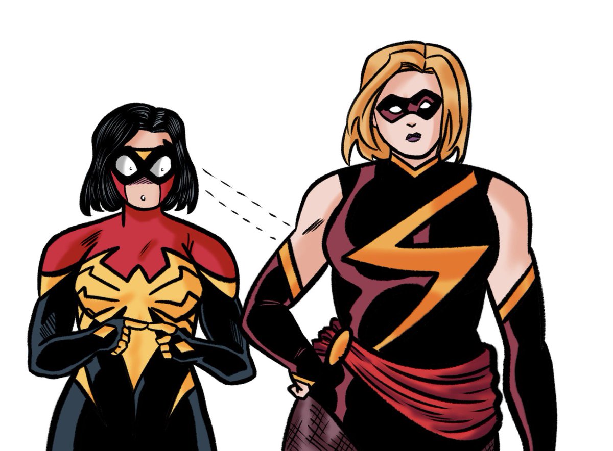 SpiderKnightART's tweet image. Those big white lenses hide what the Spider-woman may be observing, no way to tell what she’s looking at no way