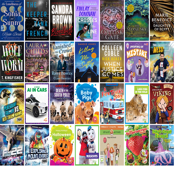 HoodCoTXLibrary's tweet photo. This week the Hood County Library has 35 new books.  New items include The Loneliness of Sonia and Sunny, The Keeper, Bloodlust, Finlay Donovan Crosses the Line, The Obelisk Gate, The Stone Sky, Daughter of Egypt, Wolf Worm, and Death at a Firefly Tea. https://t.co/71zOO9WsmT https://t.co/4WhVi6p9lg