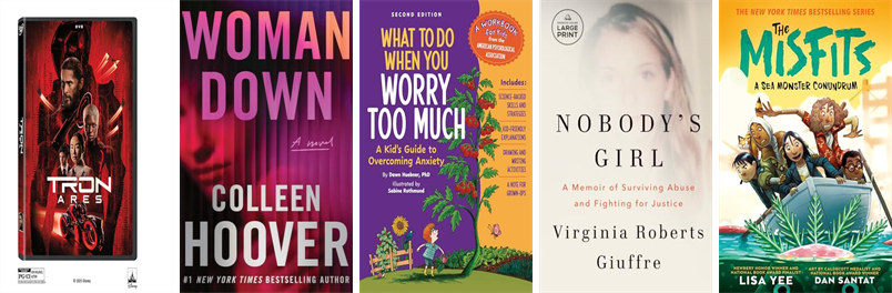 salinalibrary's tweet photo. This week the Salina Free Library has 20 new books and one new movie.  New items include Tron, Woman Down, What to Do When You Worry Too Much, Nobody's Girl, A Sea Monster Conundrum, The Last Resort 2, X Marks the Haunt, and Conservative at the Core. https://t.co/sgbFExWgXU https://t.co/akFqSvnpgJ