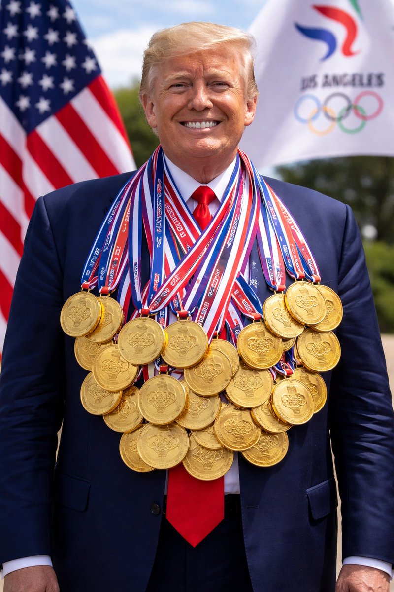 mjfree's tweet image. BREAKING: Trump declares himself winner of all the 2028 Summer Olympic Gold medals.
