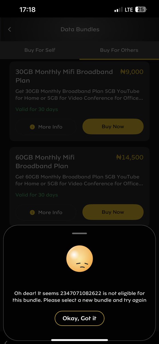 Bgp39907208's tweet photo. @MTNNG  I don’t understand the meaning of this message…. I have been trying to recharge my WiFi for the past 30mins and this message keeps popping up https://t.co/P6o9d0FQq1