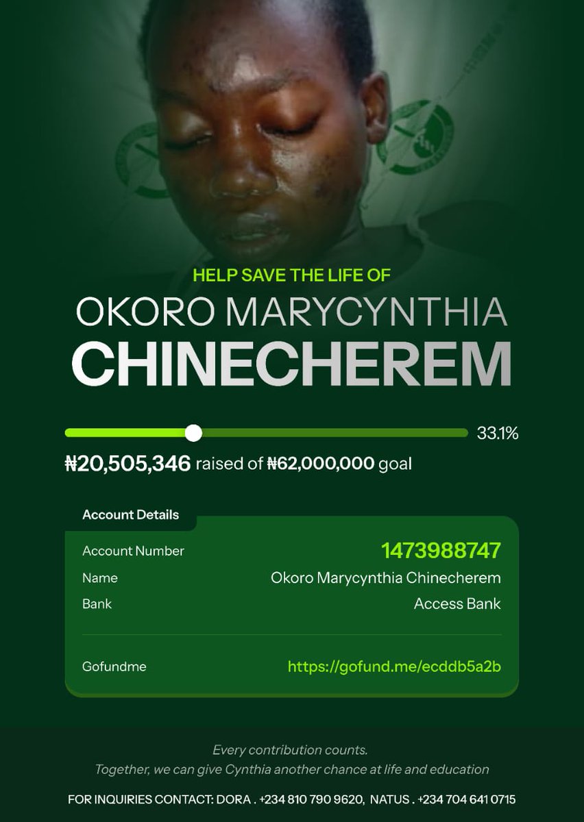 dora_theophilus's tweet image. Day 44 of asking the world to help save my sister's life.🥹🙏

Let's not be quick to type Rest in peace and scroll past when someone needs help to live. Marycynthia is ready to fight and win, but she can't do it without your help. 

We are still here, soliciting for your support.…