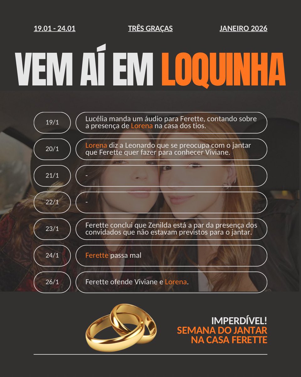 loquinhaverso's tweet image. #VEMAÍ A SEMANA DO JANTAR (E DO PEDIDO DE CASAMENTO)

Pouca referência às meninas no resumo da semana, mas sabemos que haverá um pedido de casamento nesse jantar movimentado! As noras de Ferette vêm aí! 

#ResumoSemanal
#TrêsGraças
#loquinha