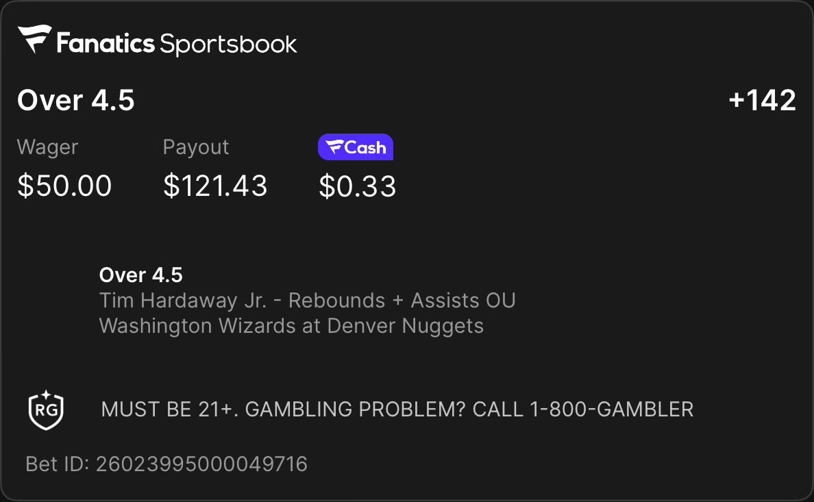 hewynewton's tweet image. man i love @FanaticsBook for their profit boosts, and @Pickwatch for their #Arbitrage Finder tool

Hardaway Jr. Rebounds + Assists market had a 3.74% Arb with bet365/Fanatics, but a 50% boost turned it to 13.63%

$104.50 wagered, $16.50 guaranteed!

DM if you wanna learn more