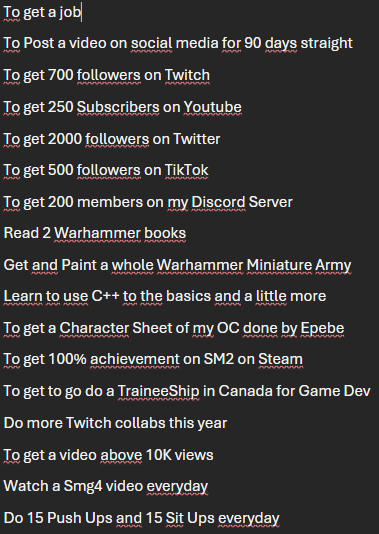 Haaaiii I am very late with this but I just wanted to show my 2026 Goals! 
These are some big goals this years for me, but I am aiming to be more active this year so we will see how this goes! 
#Vtuber #Vtubers #Goals2026 #streamer #warhammer40k #gamedevelopment