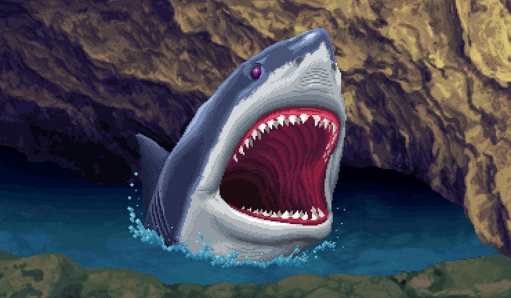 サメ映画好きな方々にも安心して遊べる #エレマスタ #pixelart #ドット絵