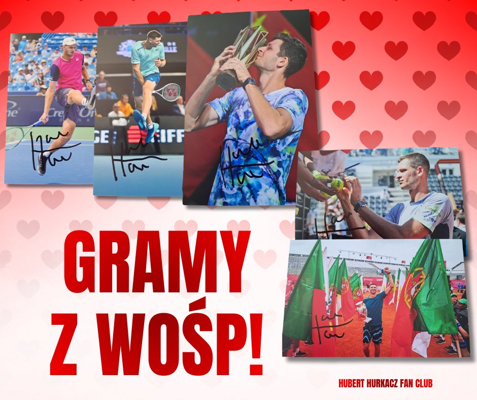 ❤️ HUBERT HURKACZ FAN CLUB GRA Z WOŚP! ❤️

Jak co roku macie okazję wylicytować zdjęcie z autografem Hubiego. W tym roku do zdobycia jest aż 5 fotografii! 🥰💪
Licytacje zakończą się 23.01.2026 w godzinach wieczornych! ⚠️ Link do aukcji znajdziecie w odpowiedzi! 👇

Zachęcam do