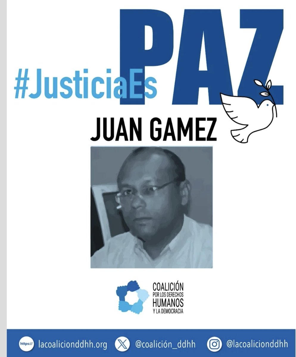 Libertad para mi tío Juan Gámez detenido desde el 24/12/2019 actualmente recluido en Yare III
#LibertadParaLosPresosPolíticos 
#QueSeanTodos 
<a href="/TAMARA_SUJU/">Tamara Suju</a> 
<a href="/delsasolorzano/">Delsa Solorzano</a> 
<a href="/Coalicion_ddhh/">Coalición por los Derechos Humanos y la Democracia</a> 
<a href="/ForoPenal/">Foro Penal</a> 
<a href="/CIDH/">CIDH - IACHR</a>
