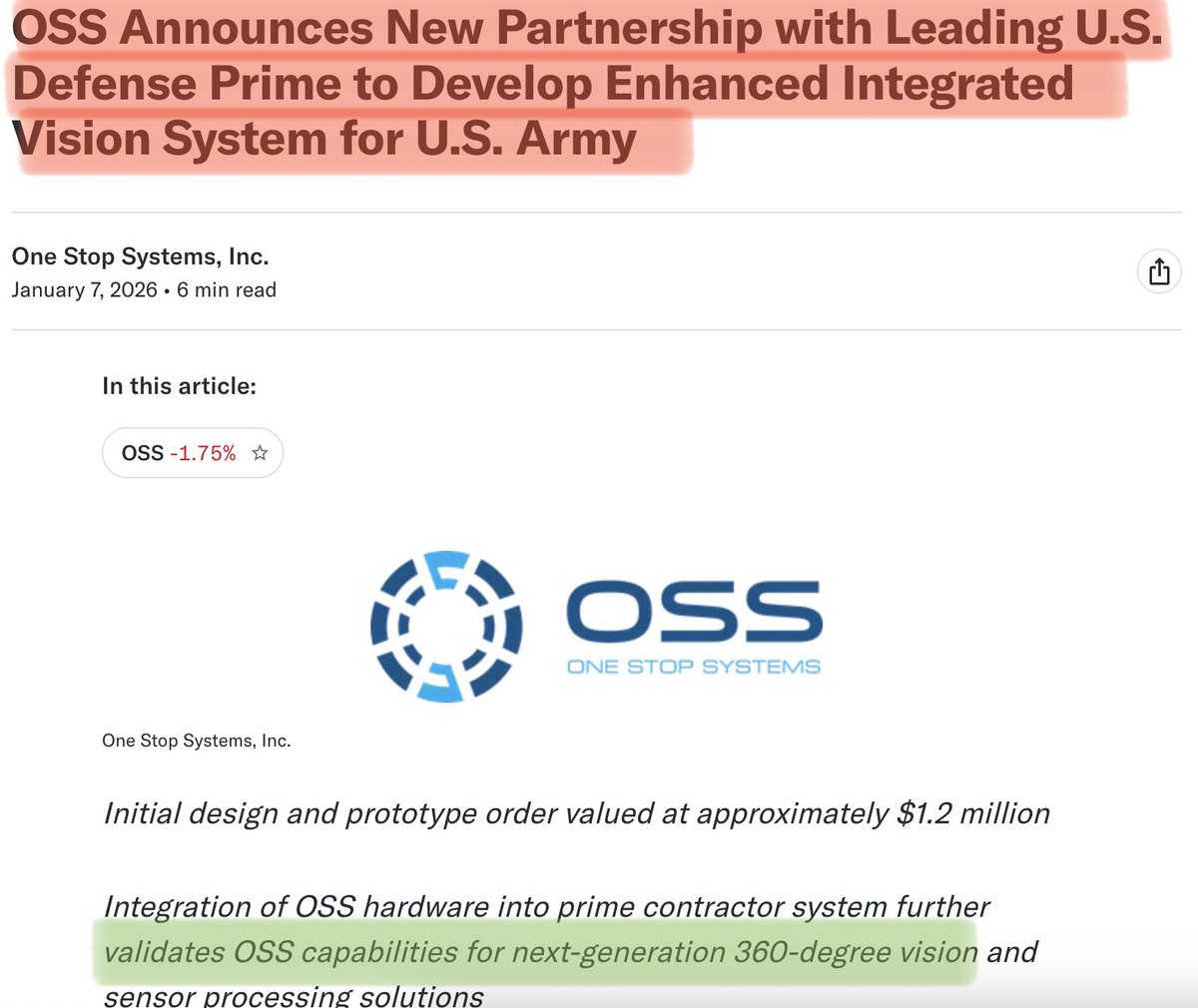 BlackPantherCap's tweet image. HERE'S WHY $OSS CAN 10X:

I recently initiated a new position in my portfolio.

Absolutely critical supplier, I don’t say this often.

So I personally went long on $OSS as DoD rushes edge AI dominance amid adversary bans.

Hint: If you don’t have time to read this now. You should…