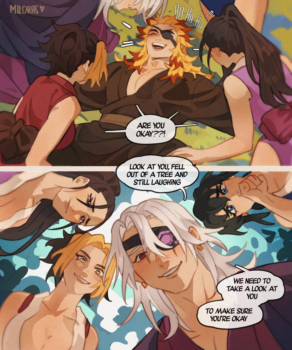 AngryMiloras's tweet image. uzui with his 4 wives #DemonSlayer