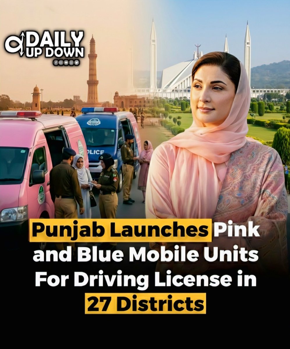 Daily_UpDown's tweet photo. 🚗 Punjab makes Pink &amp; Blue Mobile Licensing Units operational in 27 districts, delivering driving license services at citizens’ doorsteps.
Over 140,000 people benefited in just two months, with special Pink Units empowering women across major cities.
#PunjabMobileUnits https://t.co/wqeobIYHGU
