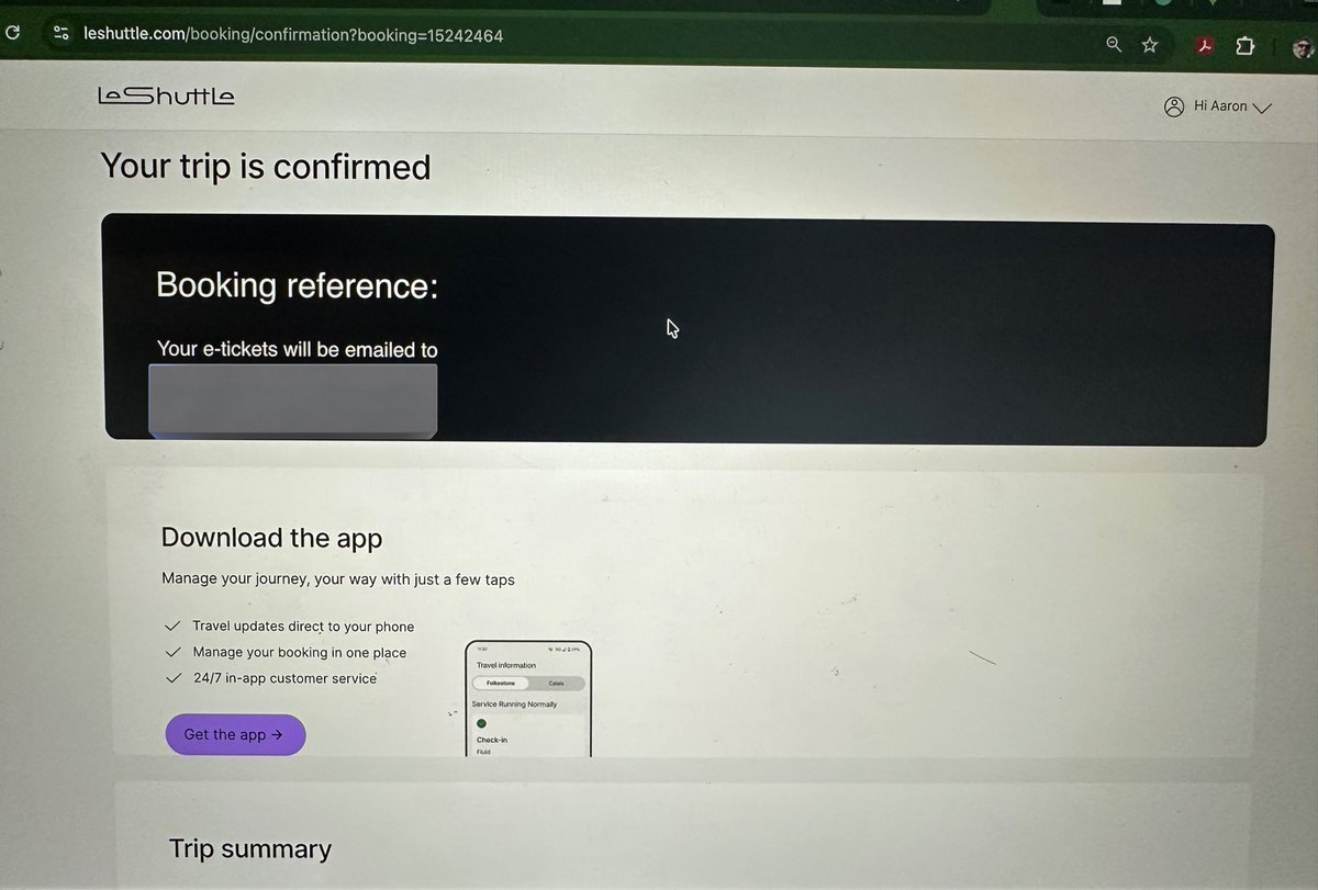 wordsmithaaron's tweet photo. @LeShuttle_Help Hello! Made a booking with the hope to claim Avios… but no information on the confirmation page to do so? I don’t even have a booking reference?! https://t.co/z9PSQzd4sX