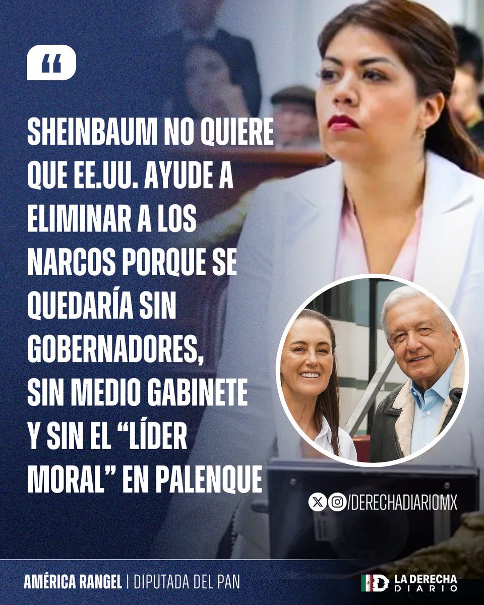 🇲🇽🇺🇸 | TAL CUAL: La diputada <a href="/AmerangelLorenz/">América Rangel</a> explicó porque la narcopresidente no acepta la ayuda del gobierno de Trump: "Sheinbaum no quiere que EEUU ayude a eliminar a los narcos porque se quedaría sin gobernadores, sin medio gabinete y sin el “líder moral” en Palenque".