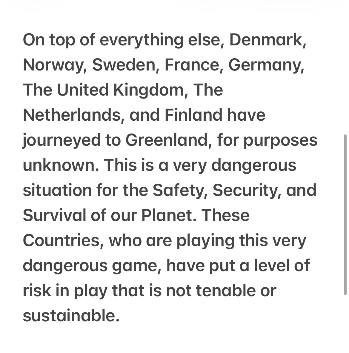 BethRigby's tweet photo. Trump on truth social says he’s going to impose tariffs of 10% on UK and other European countries from Feb 1, increasing in June, unless deal reached for his total purchase of Greenland. No response from govt yet. https://t.co/QLnlacht4E