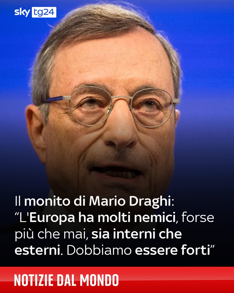 SkyTG24's tweet image. Il premio internazionale Carlo Magno, il "Karlpreis", andrà nel 2026 all'ex presidente della Bce Mario #Draghi, per la "grande" opera svolta per l'unità europea➡️ shorturl.at/u58w2