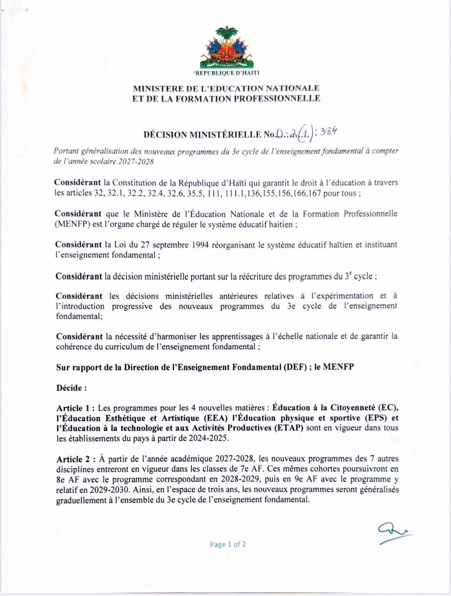 MENFP Education Haiti tweet media