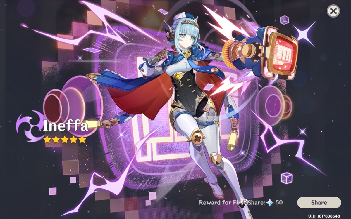 Altrnateslander's tweet photo. 2 times hard pity later... Had to get her for my flins... Gonna get Columbina in her rerun 😭...

#Genshinlmpact #Columbina #Ineffa https://t.co/urLjKUrDN7