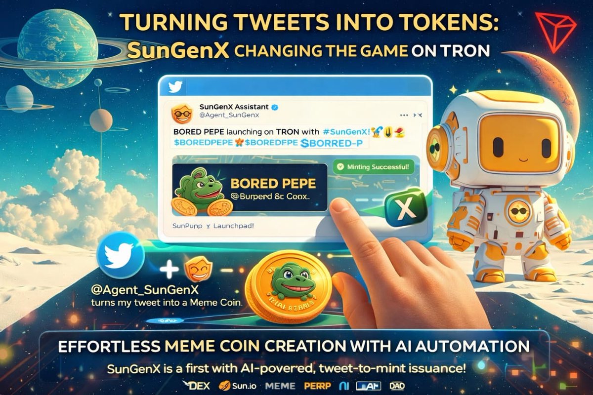 Most people know you can create a Meme coin on TRON. Few know you can now  do it with a simple social media post. SunGenX is changing the game by  turning tweets