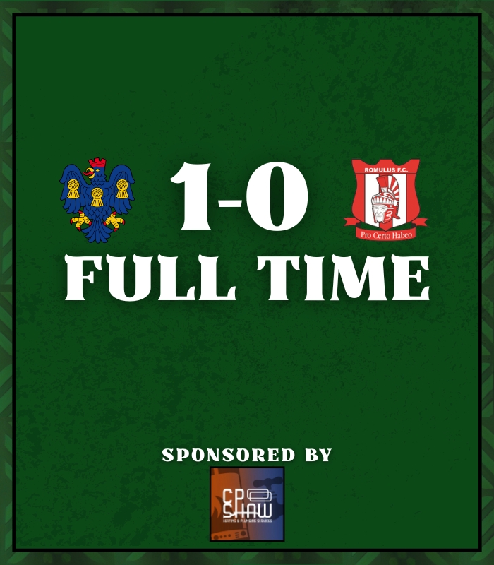 𝐅𝐔𝐋𝐋 𝐓𝐈𝐌𝐄

🟩 Northwich Victoria | 1
🟥 Romulus | 0

⚽️ Will Igoe

#Vics | #Trickies | <a href="/MidlandLeague/">Capelli Sport Midland Football League</a>