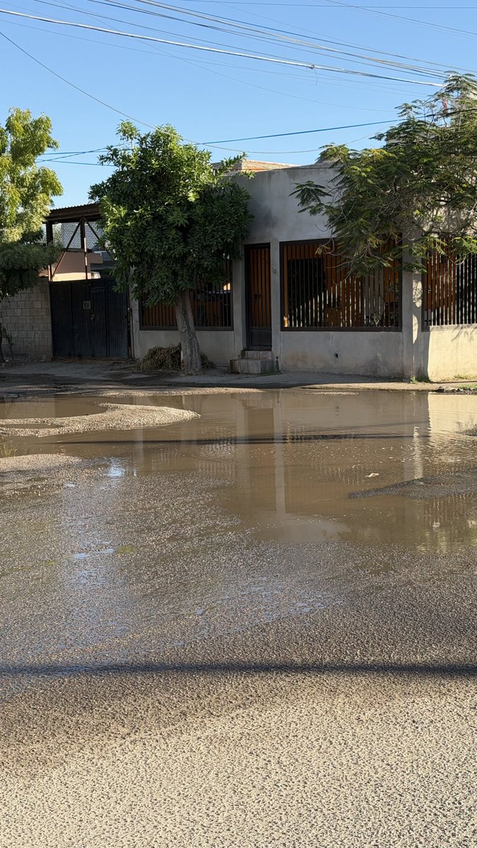 Échame la mano <a href="/aguahermosillo/">Agua de Hermosillo</a> con esta fuga que lleva 3 semanas, se está acabando el pavimento de la calle Mendoza. Gracias.