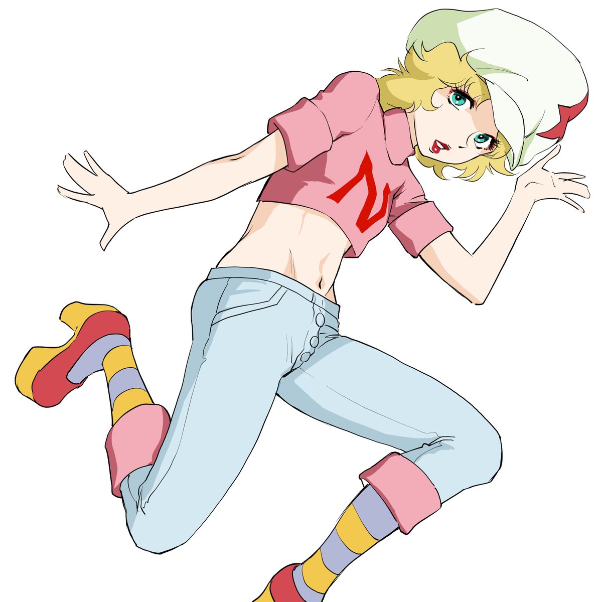 #懐かしアニメ 
破裏拳ポリマーより南波テルさんです。この子の恰好見てると今風で時代が一周したなあとか思います。リメイクされたほうのテルちゃんのほうがちょっと古臭く見えたりするので面白いもんです。 