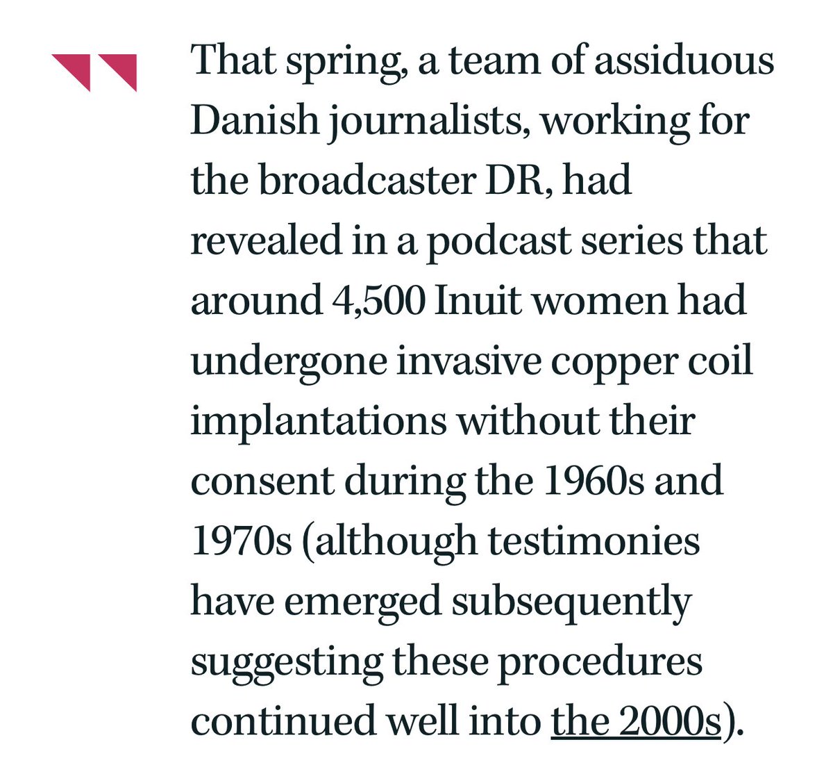 LoetitiaH's tweet image. Le Danemark a stérilisé de force des Inuits !

Danemark : « Le Groenland n'est absolument pas une colonie ! »

Il y a quelques années, le Danemark déclarait encore : « Laissez-moi stériliser ces maudits Inuits, nous ne voulons pas de ces autochtones ici ! »

Ce n'est pourtant pas…