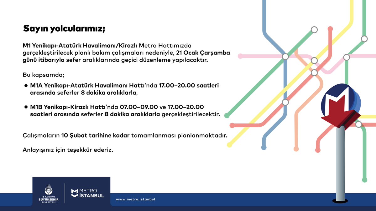 metroistanbul's tweet photo. #MetroDuyuru #M1A #M1B https://t.co/6cJy1NIQjo