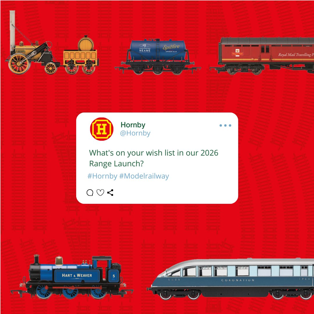 hornby's tweet image. Have you seen our new announcements yet?
Let us know your favourites in the comments below!

Explore the full range at Hornby.com 🚂

#Hornby #Modelrailways