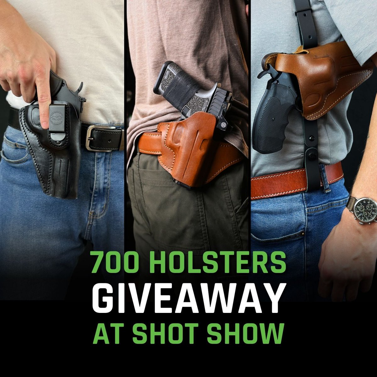 We’re giving away 700 holsters at this year’s SHOT Show! Visit our booth #72920 at Caesars Forum and one is yours! It is that simple. #shotshow2026 #falcoholsters