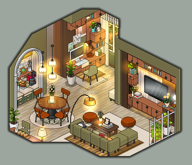 Mid-Century Modern Apartment (Olive) 🫒📕
Built on <a href="/habboxfrance/">Habbox</a> 
#retrobuilds