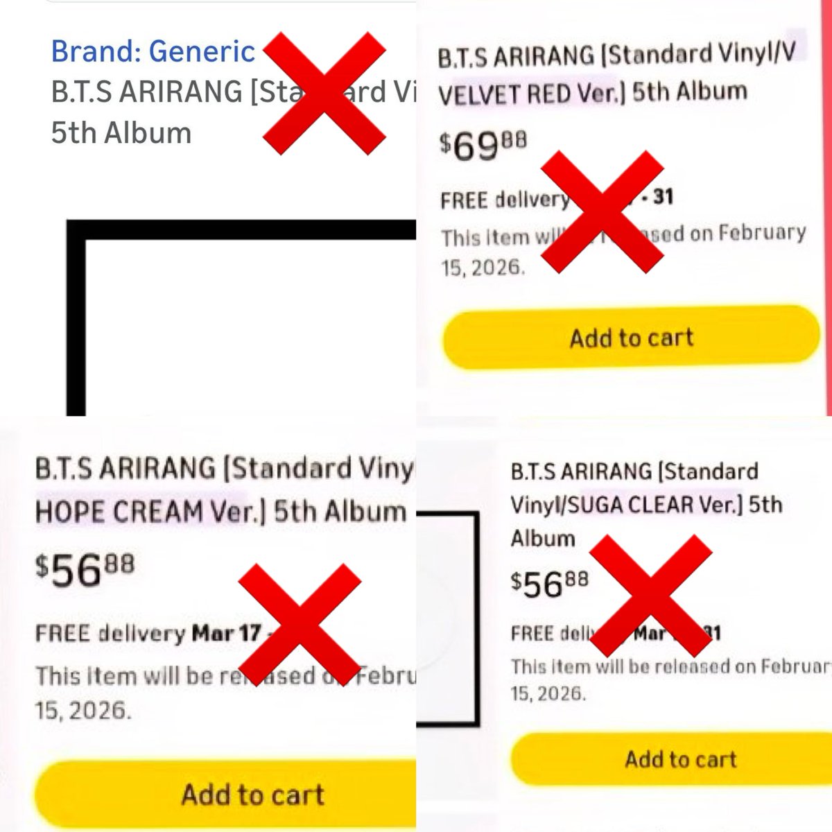 btschartsdailyc's tweet image. 🚨 SPREAD 🚨

ARMYs! Please be careful when you ordering an album or a vinyl, please make the order going through BTS’ official link !!

✅The official one would have said "BTS" as distributor not "GENERIC".
🚩 Even There are no official member vinyl on Amazon! Beware of scams…